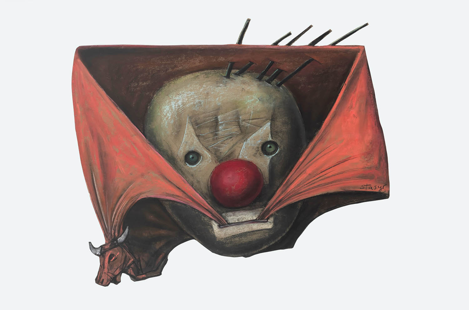 Stasys Eidrigevičius (ur. 1949, Mediniškiai/Litwa), Ognisty torreador, 1990, pastel, papier, 49 x 64 cm, sygn. p.śr.: Stasys