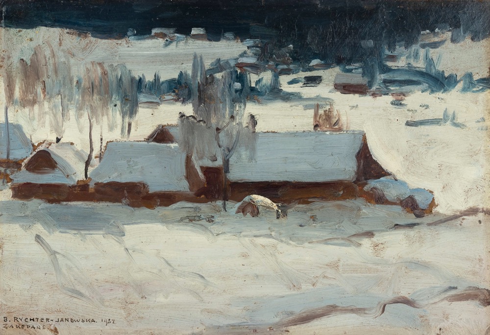 Bronisława RYCHTER-JANOWSKA (1868-1953), Zakopane - Chaty w&nbsp;śniegu pod słońce, 1922 r.